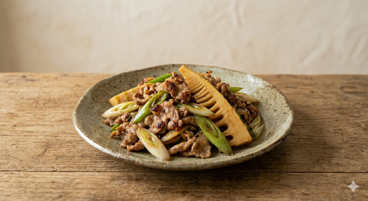 たけのこと豚肉の炒め物