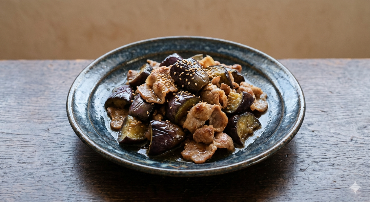 なすと豚肉のポン酢炒め