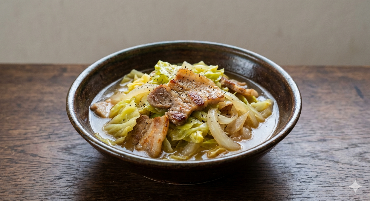 キャベツと豚肉のコンソメ蒸し煮