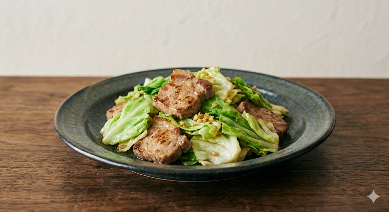 キャベツと豚ロースの塩炒め
