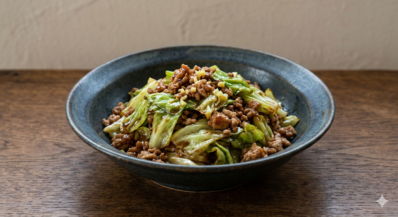 キャベツと豚ひき肉の甘辛炒め