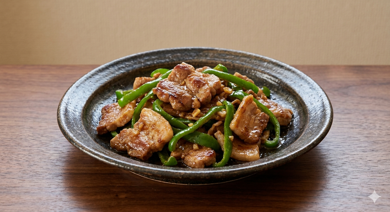 豚こまとピーマンの甘辛炒め
