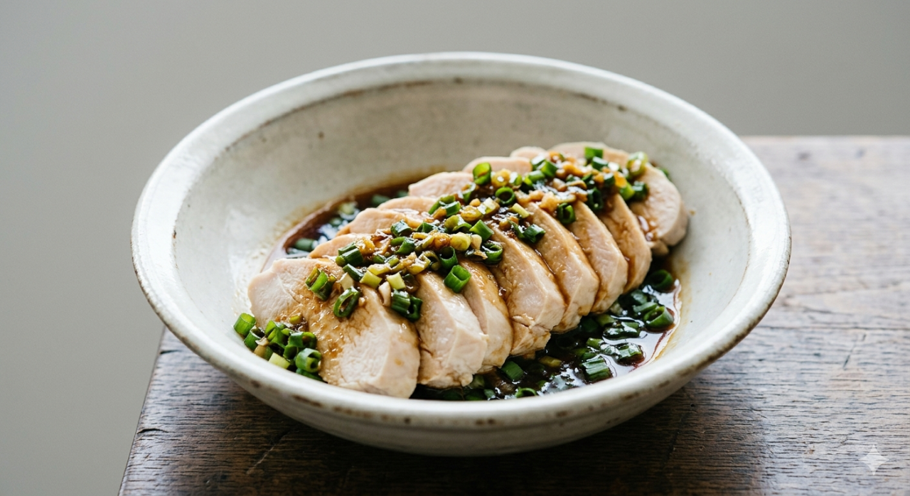 蒸し鶏の香味ソースがけ