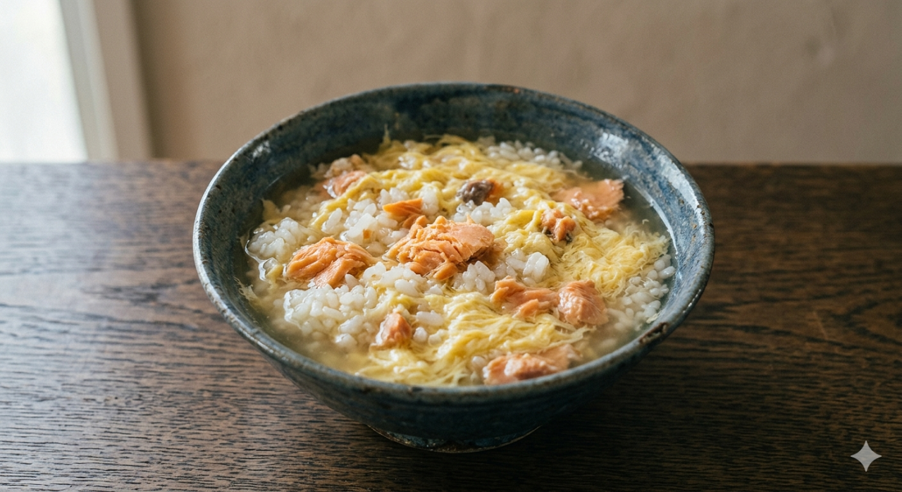 鮭缶の卵雑炊