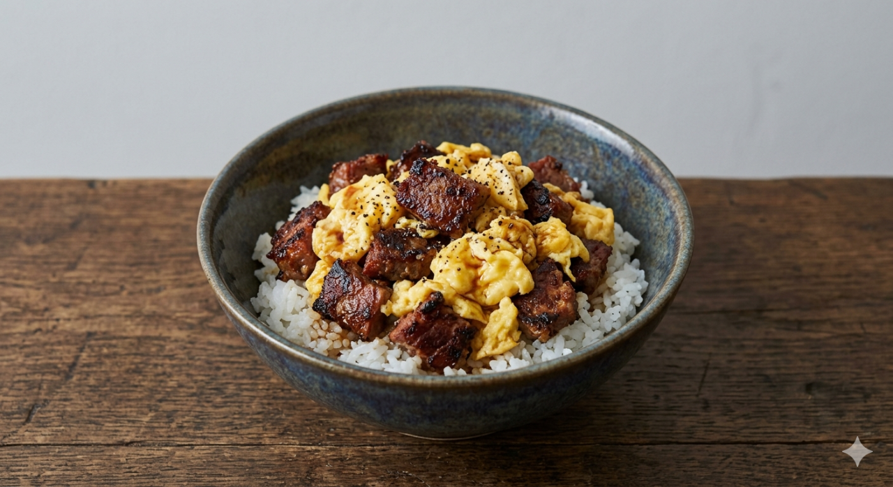 コンビーフと卵の炒め丼