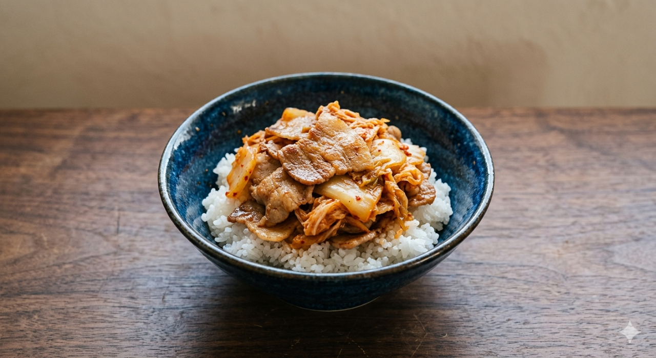 豚バラとキムチ丼