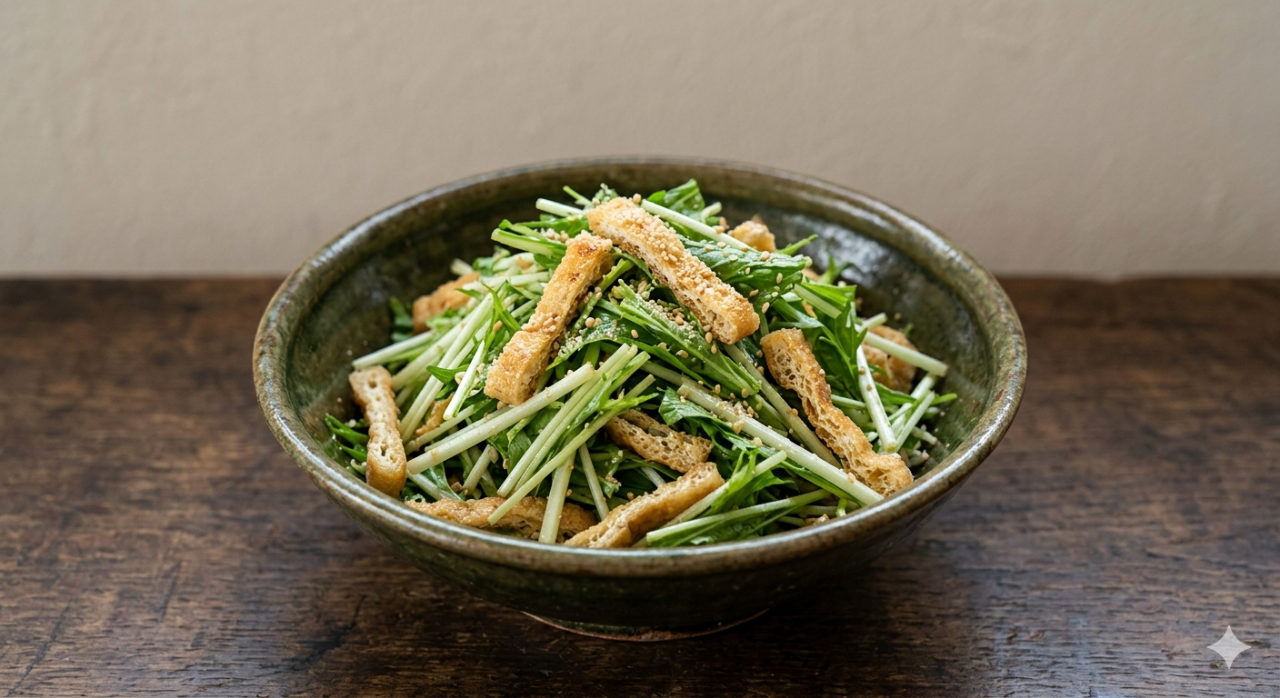 水菜と油揚げのサラダ