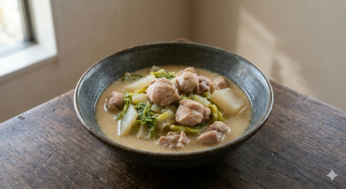 鶏むね肉と白菜の豆乳煮