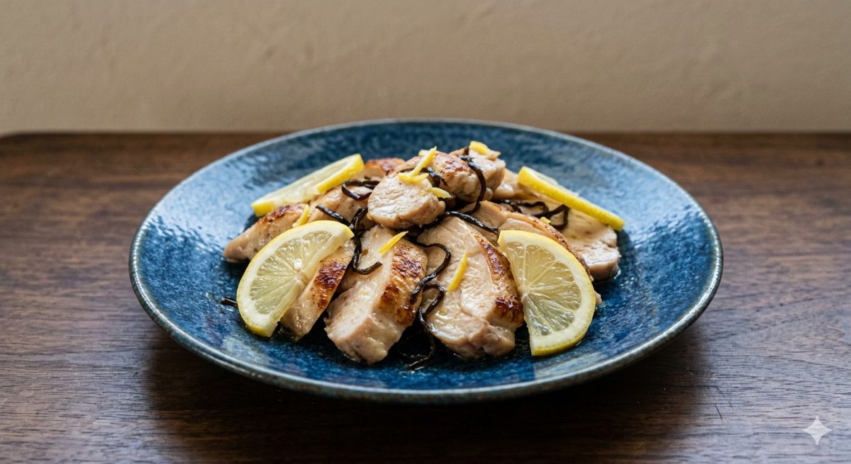 鶏むね肉のレモン蒸し